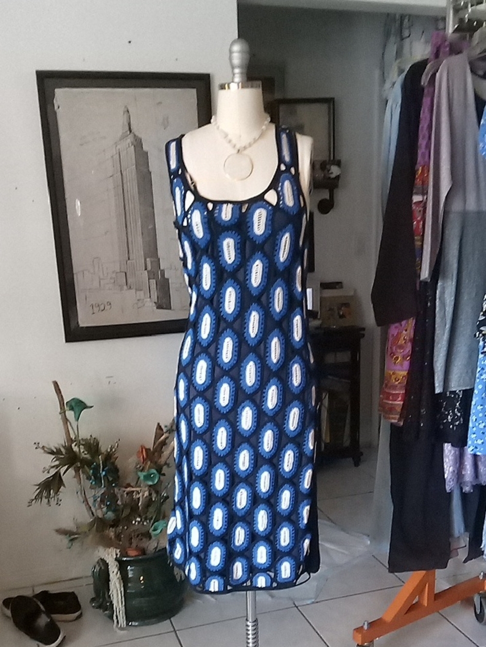 Tory Burch Navy and Black Maxi Dress With Slip
